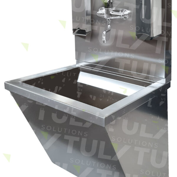 Lavello chirurgico con porta sapone e porta spugna