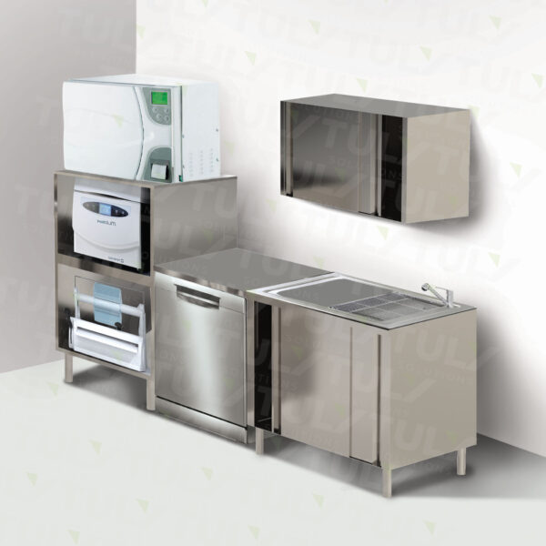 Composizione arredamento modulare in acciaio inox