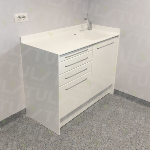 Composizione speciale in krion con lavello integrato al piano